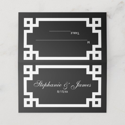 Preppy Elegan Wit Grieks Sleutel Escort Kaarten (Buitenkant ongevouwen)