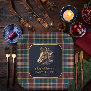 Preppy Equestrian Foal Floral Baby shower Papieren Bordje