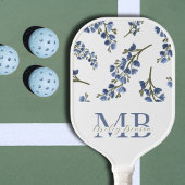 Preppy esthetische retro wilde bloemen blauw monog pickleball paddle