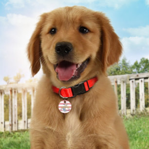 Preppy Floral Anker Monogram ID Dog Label Huisdierpenning