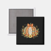 Preppy Floral Fall Pumpkin Lace Coquette Bow Hallo Magneet (Voorkant / Achterkant)