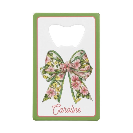 Preppy Floral Pink and Green Bow Personalized (Devant)