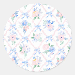 Preppy Floral waterverf lintbogen Ronde Sticker