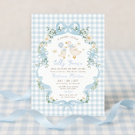 Preppy Gekke Goose Blue Bow Boy Baby shower Kaart