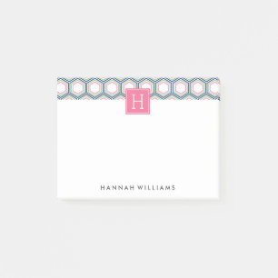 Preppy Geometric Pattern Monogram Post-it® Notes