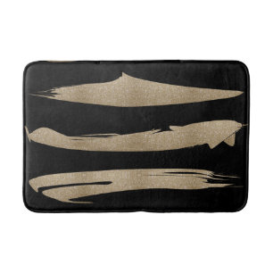 Preppy geometrisch patroon zwart en gouden strepen badmat