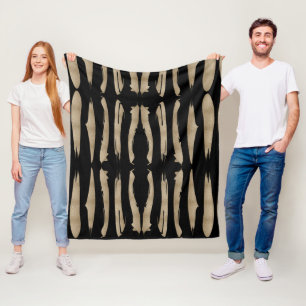 Preppy geometrisch patroon zwart en gouden strepen fleece deken