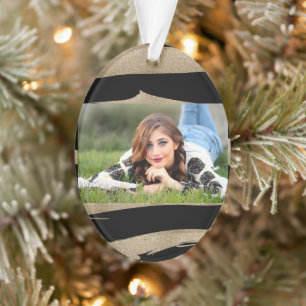 Preppy geometrisch patroon zwart en gouden strepen ornament