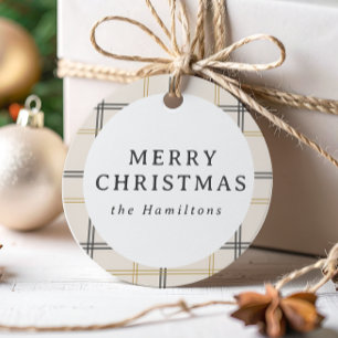 Preppy geruite dubbele streep Kerstgeschenken Bedankjes Labels