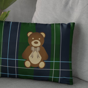 Preppy geruite teddybeer accent kussen