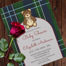 Preppy geruite teddybeer babyshower