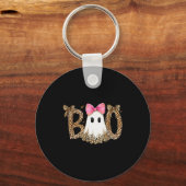Preppy Ghost Boo,leopard Soky Coquette,halloween F Sleutelhanger (Voorkant)