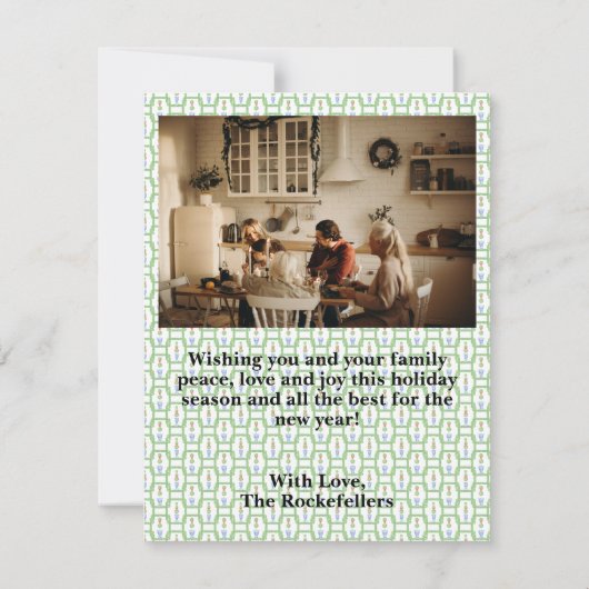 Preppy Ginger Jar Monogram Foto Kerst Kaart Notitiekaartje (Achterkant)