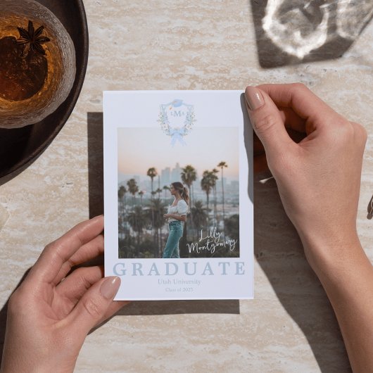 Preppy Gingham Afstuderen Fotoaankondiging Kaart