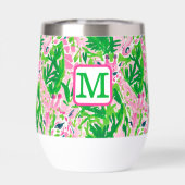 Preppy Giraffes Roze Groen Tropisch Monogram (Achterkant)