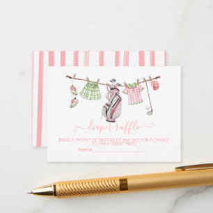 Preppy Girl Golf waslijn Luier Raffle kaart