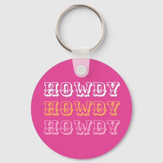 Preppy Girly Howdy Hot Roze Sinaasappel Sleutelhanger (Achterkant)