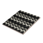 Preppy Girly Patroon Zwart en Grijs Chevron Tegeltje (Zijkant)