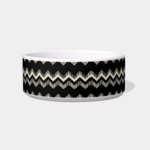 Preppy Girly Patroon Zwart en Grijs Chevron Voerbakje