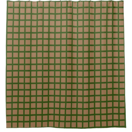 Preppy Gold en Green Geometric Grid Pattern Douchegordijn (Voorkant)