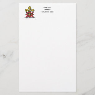 Preppy Gold Red Heraldic Crest Fleur de Lis Emblem Briefpapier
