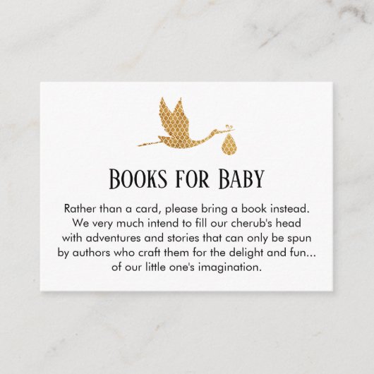 Preppy Gold Stork Book Request Kaarten invoegen (Voorkant)