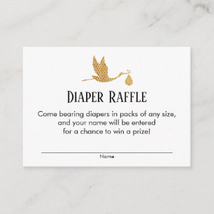 Preppy Gold Stork Diaper Raffle Ticket Insert Card Informatiekaartje
