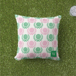 Preppy Golf Lauwerkrans - Roze & Groen Buitenkussen