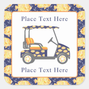 Preppy Goudvis Golfkar Vierkante Sticker