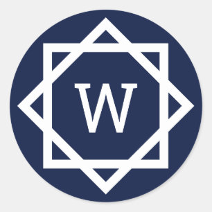 Preppy Grafische Rand Monogram Ronde Sticker