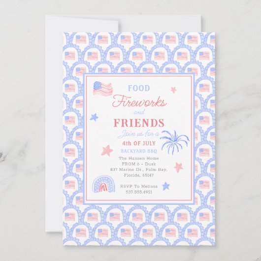 Preppy Grandmillennial 4 juli BBQ Kaart (Voorkant)