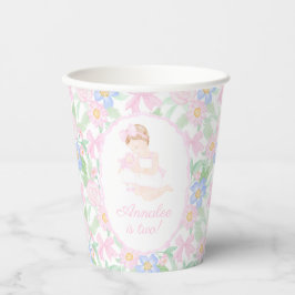 Preppy Grandmillennial Dolly en Me Pink Floral Papieren Bekers