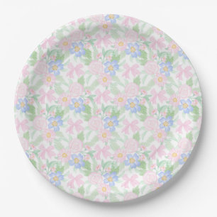 Preppy Grandmillennial Floral Papieren Bordje