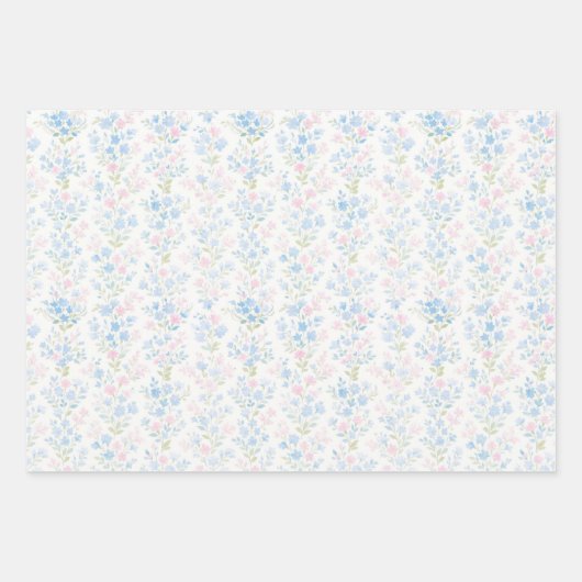 Preppy Grandmillennial Kerstbloemen Inpakpapier Vel (Voorkant)