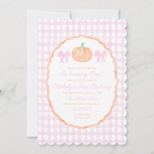 Preppy Grandmillennial Onze Kleine Pompoen Kaart (Voorkant)