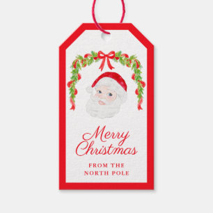 Preppy Grandmillennial Red Bows Garland Santa Cadeaulabel