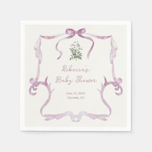 Preppy Grandmillennial Roze Meisje Baby Shower Servet