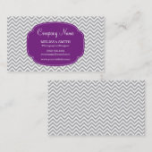 Preppy Gray Paars Chevron Pattern Visitekaartje (Voorkant / Achterkant)