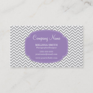 Preppy Gray Soft Paarse Chevron Pattern Visitekaartje