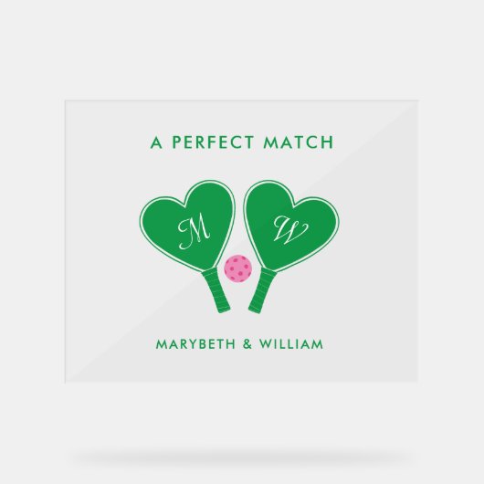 Preppy Green and Pink Wedding Pickleball (Recto)