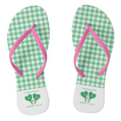 Preppy Green and Pink Wedding Pickleball Teenslippers (Voetbed)
