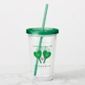 Preppy Green en Pink Wedding Pickleball Acryl Drinkbeker (Achterkant)