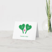 Preppy Green en Pink Wedding Pickleball Bedankkaart (Voorkant)