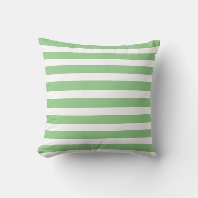 Preppy Green en White Striped Kussen (Voorkant)