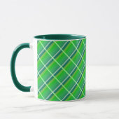 Preppy Green Gingham Plaid met witte strepen Mok (Links)