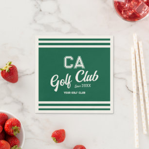 Preppy Green Golf Club Custom Crest Party Servet