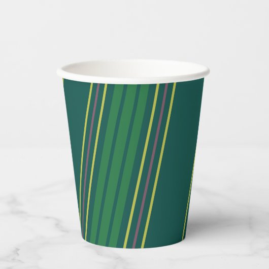 Preppy Green Stripe Papieren Bekers (Voorkant)