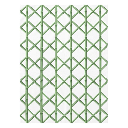 Preppy Green Trellis Bamboe Patroon Tafelkleed (Voorkant)