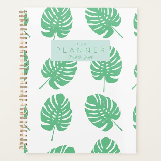 Preppy Green Tropical Monster leest gepersonalisee Planner (Voorkant)