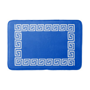Preppy Griekse Sleutel – Koninklijk Blauw & Wit Badmat